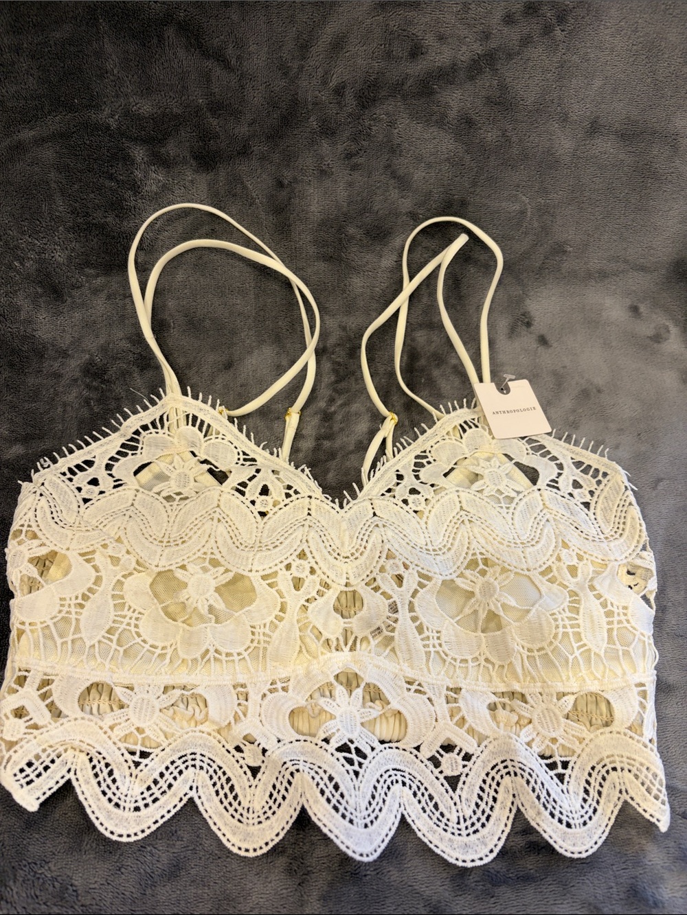 Anthropologie Cream Crochet Lace Bralette